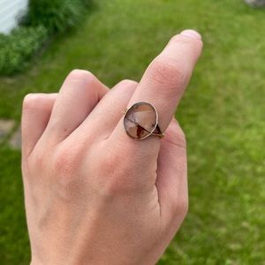 Amazing large vintage 9ct 9k gold agate ring sz 8.5